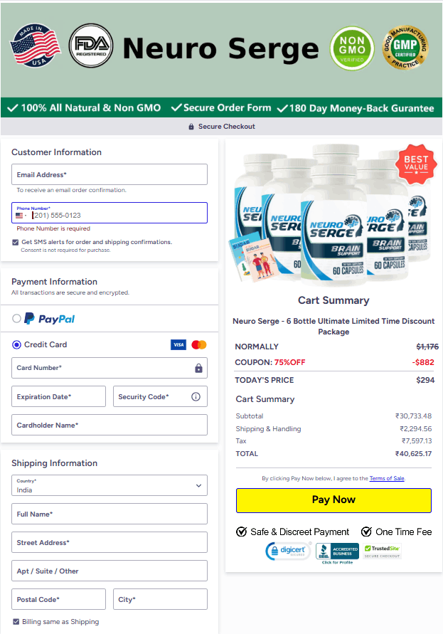 Neuro Serge Checkout Page